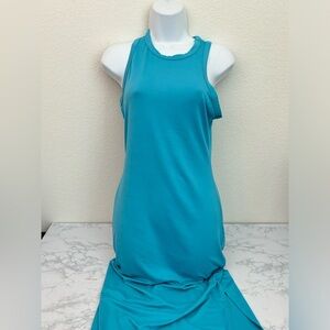 Haley & June Bodycon Dress Size L Blue Sleeveless Pullover Stretch Maxi Long W1‌